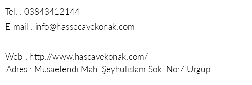 Has Cave Konak Hotel telefon numaralar, faks, e-mail, posta adresi ve iletiim bilgileri
